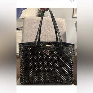 Tory Burch Black and White Polka Dot Tote-Fair Condition